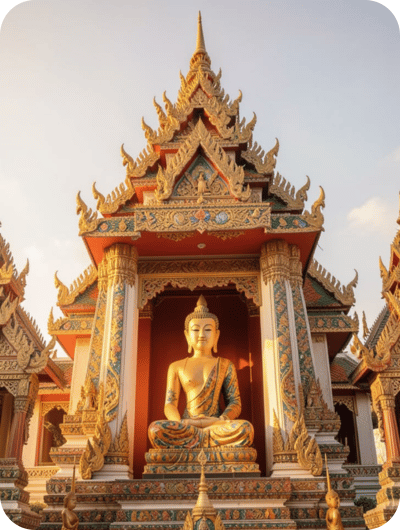 Beautiful Buddhist temple in Bangkok featuring traditional Thai architecture.