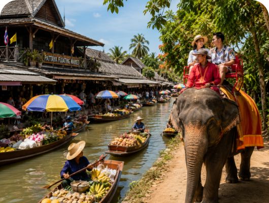 Floating Market & Elephant Ride